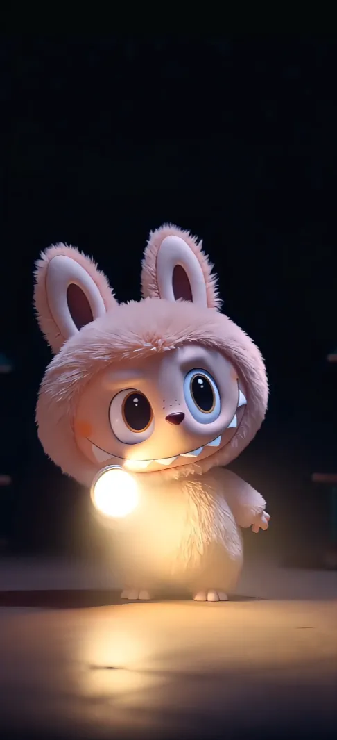 Pink Labubu Flashlight live Wallpaper